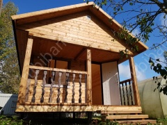 Баня из бруса 6×4 с террасой (Б-5), 24 м²