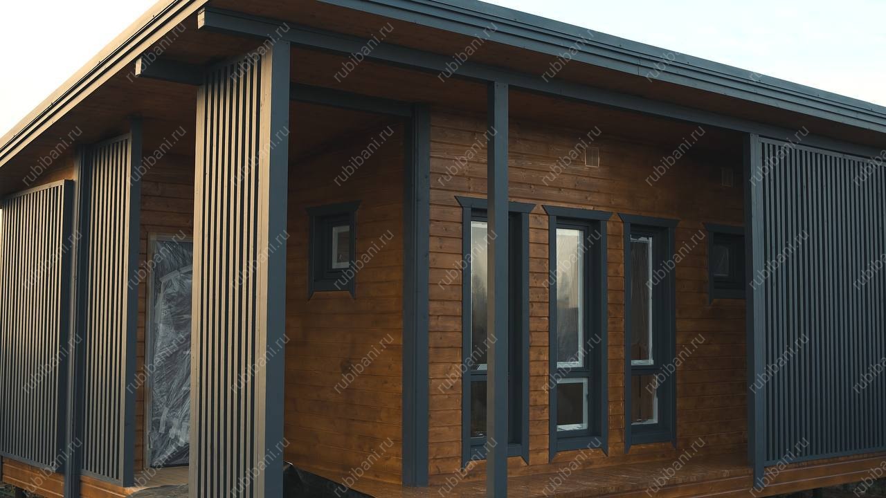 Баня из бруса 5 на 8 с террасой по проекту Б - 144 — фото 3 Баня из бруса 5 на 8 с террасой по проекту Б - 144 — фото 3