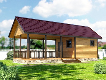 Одноэтажная баня с беседкой 40 м²
