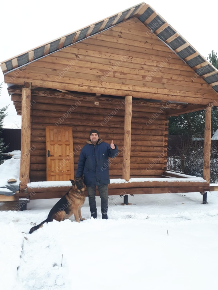 Баня 5 на 4, сруб в лапу с верандой — фото 1 Баня 5 на 4, сруб в лапу с верандой — фото 1