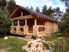 Баня с террасой и мангальной зоной 30 м²