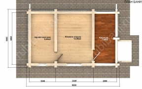 Баня из оцилиндрованного бревна 5×8 (ББ-41), 40 м²