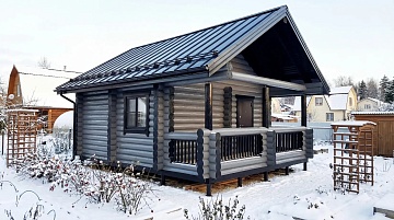 Баня с террасой и хозблоком 25 м²