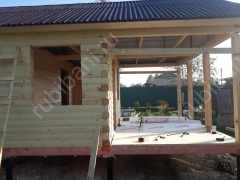 Баня из бруса 6×4 с террасой (Б-5), 24 м²