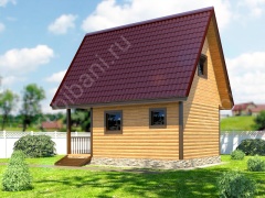 Баня из бруса 6×4 с террасой и мансардой (Б-18), 24 м²