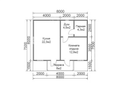 Баня из бруса 8×7 (Б-14), 60 м²