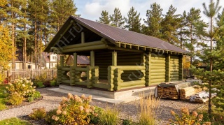 Баня 6×5 с террасой, 30 м²