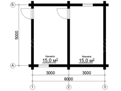 Дом 6×5 м в чашу, 30 м²