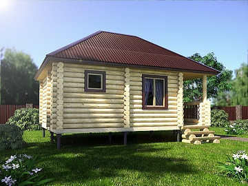 Баня из бревна 4.6×6.5 (ББ-13), 29.9 м²