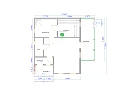 Баня из бруса 7.2×7.8 (Б-151), 52 м²